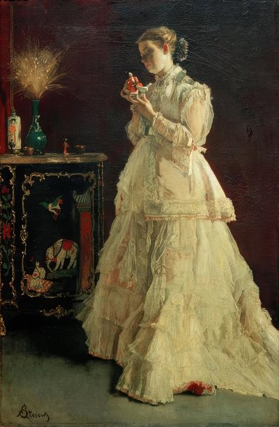 A. Stevens, The Lady in Pink by Alfred Emile Stevens